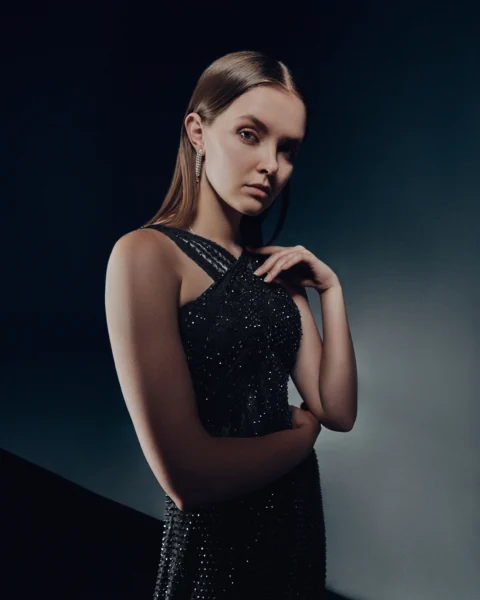 Criss-Cross Halter Sequin Ball Gown