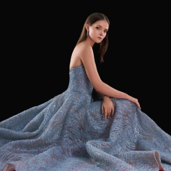 Couture Ice-Blue Embellished Ball Gown