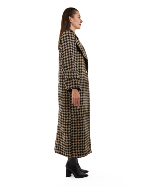 Houndstooth Long Tailored Coat