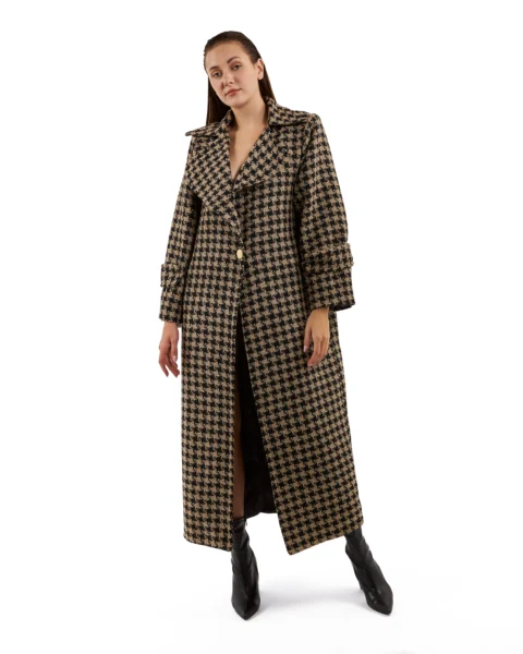 Houndstooth Long Tailored Coat