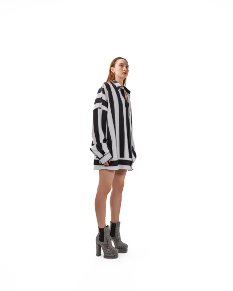 Oversized Striped Button-Down Shirt