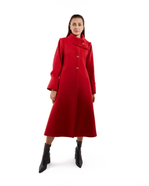 Classic Crimson Wool-Blend Overcoat