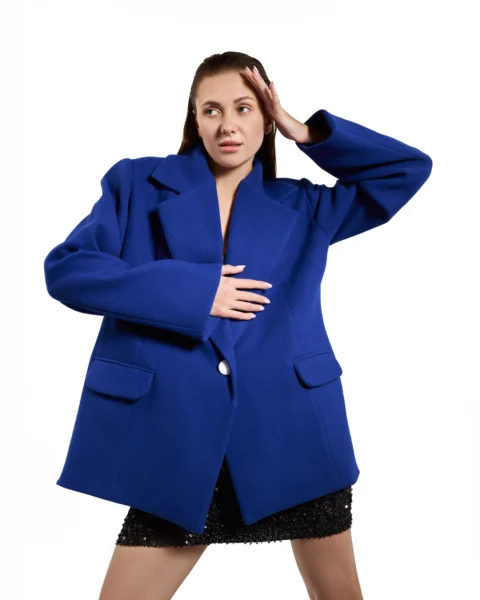 Royal Blue Oversized Wool-Blend Blazer