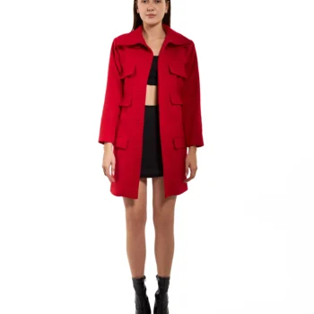 Scarlet Red Utility Wool-Blend Jacket