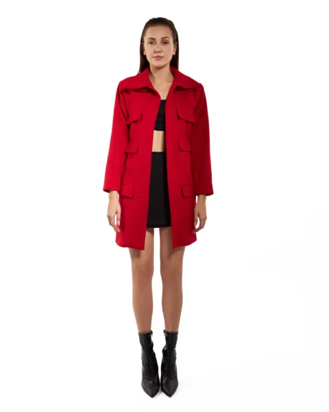 Scarlet Red Utility Wool-Blend Jacket