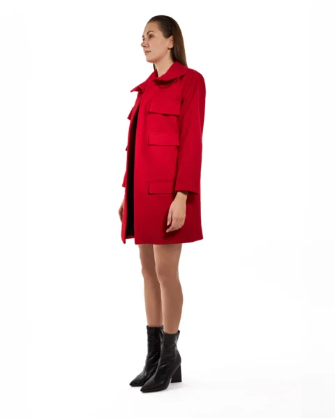 Scarlet Red Utility Wool-Blend Jacket