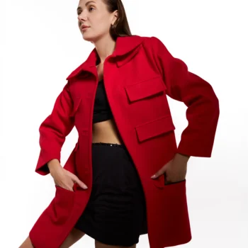 Scarlet Red Utility Wool-Blend Jacket