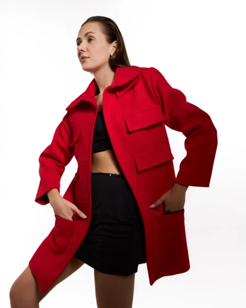 Scarlet Red Utility Wool-Blend Jacket